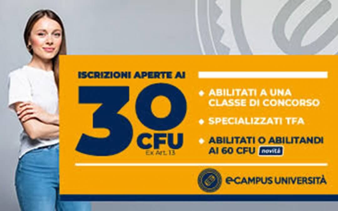 Iscrizioni aperte al percorso 30 cfu ex art. 13