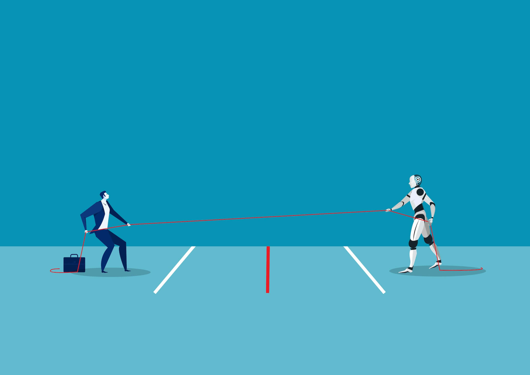 A,Business,Man,Is,Tug,Of,War,With,Robot,Ia
