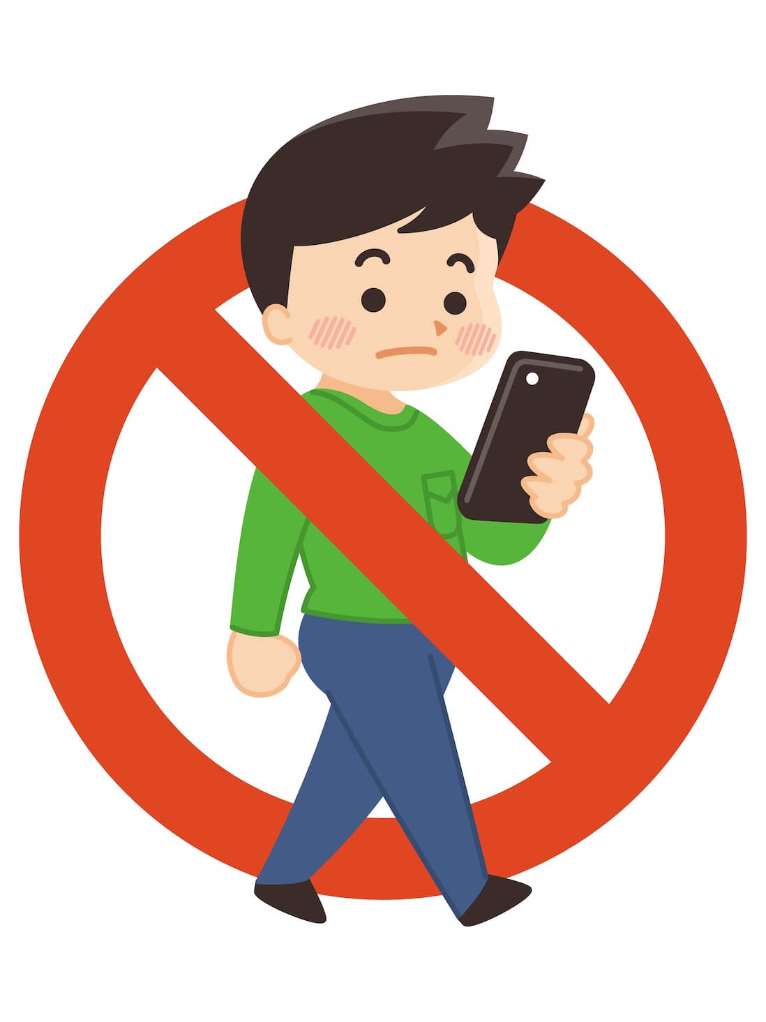 A,Mark,That,Prohibits,Walking,Smartphones.,Young,Man.