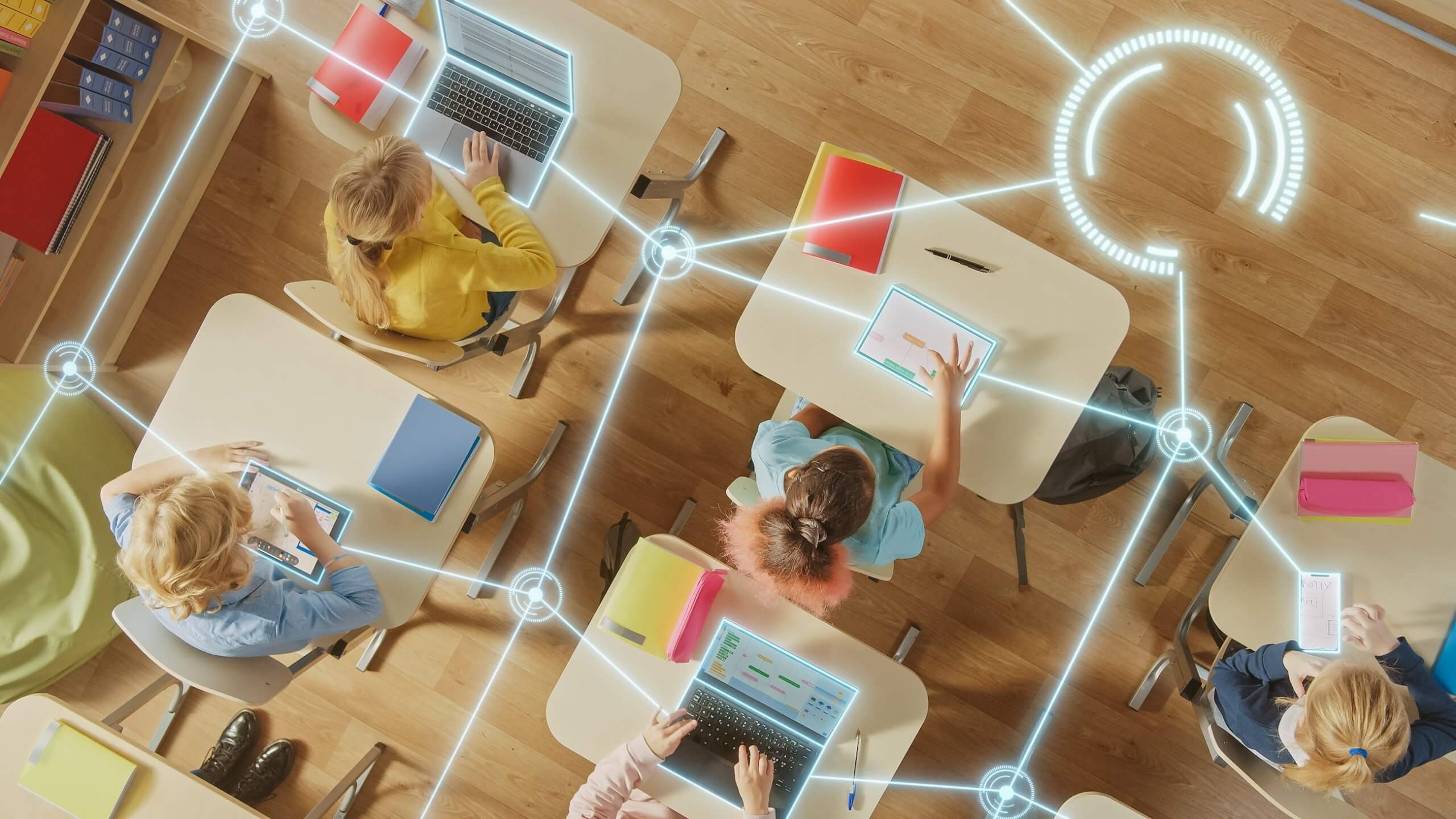Top,View:,Children,In,A,School,Use,Tablets,And,Laptops