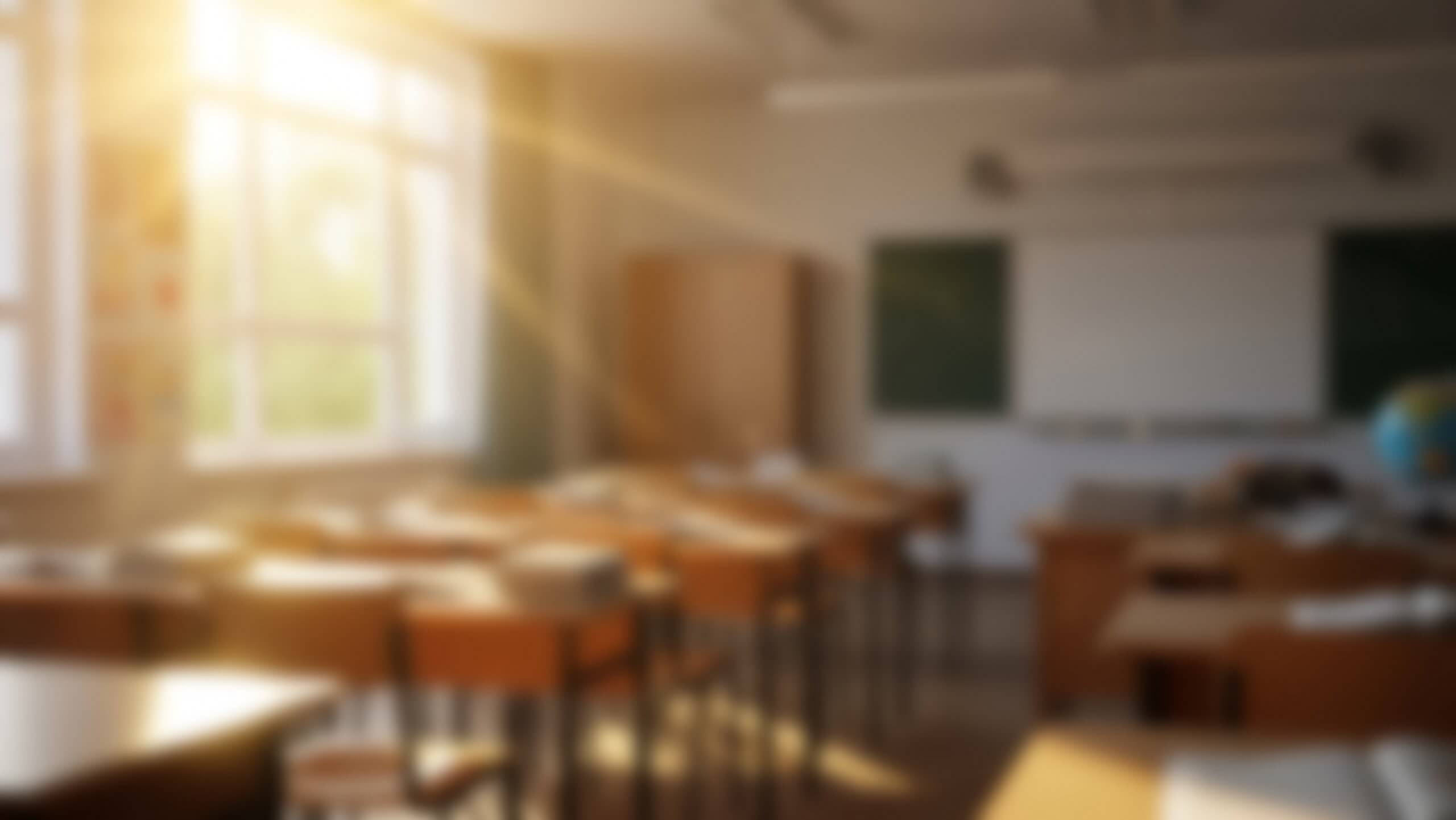 Empty,Classroom,Bathed,In,Sunlight,With,Ready,For,Learning.