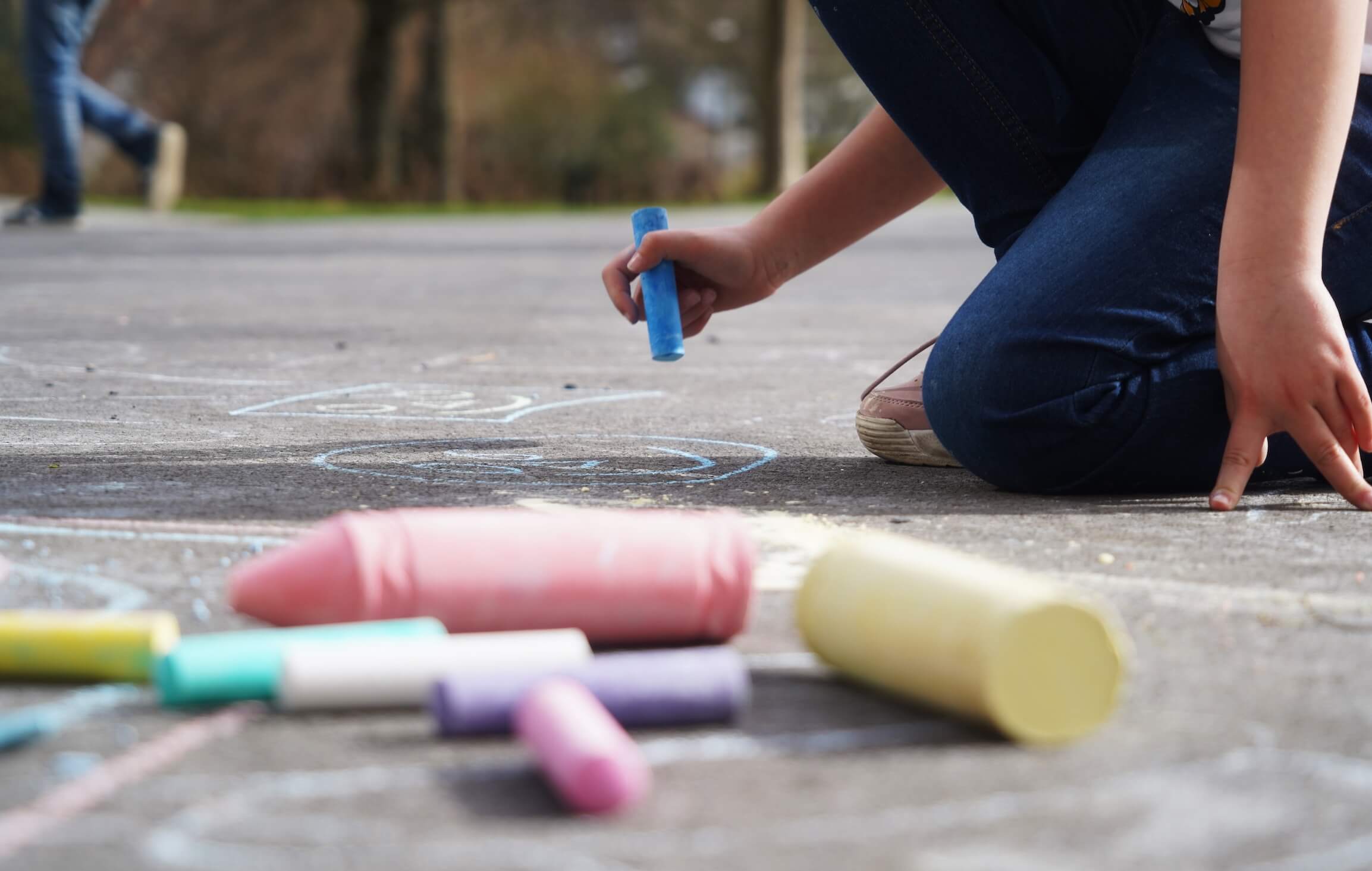 School,Children,Draw,With,Big,Chalk-crayons.,Colored,Chalk,On,The